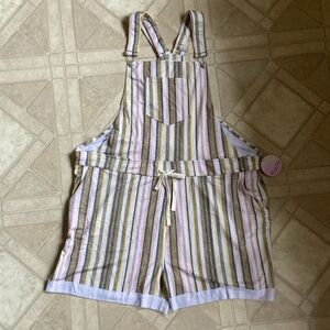 ‼️🆕‼️with tags Super soft size 3X shortalls overall shorts striped